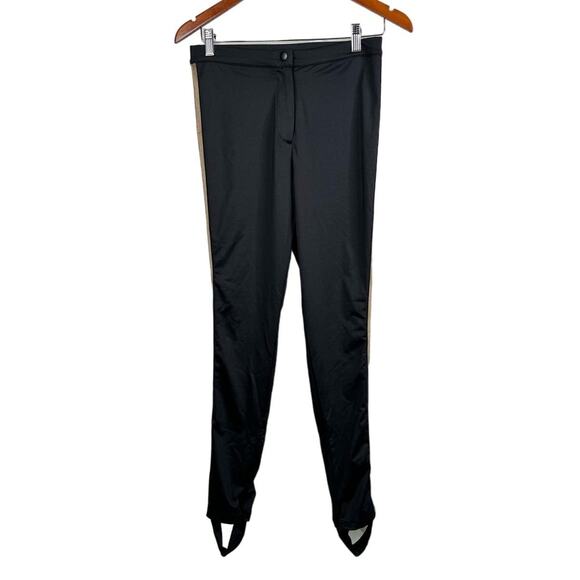 Forever 21 Black Metallic Gold Stripe Stirrup Pants Size L NWT - Picture 2 of 9